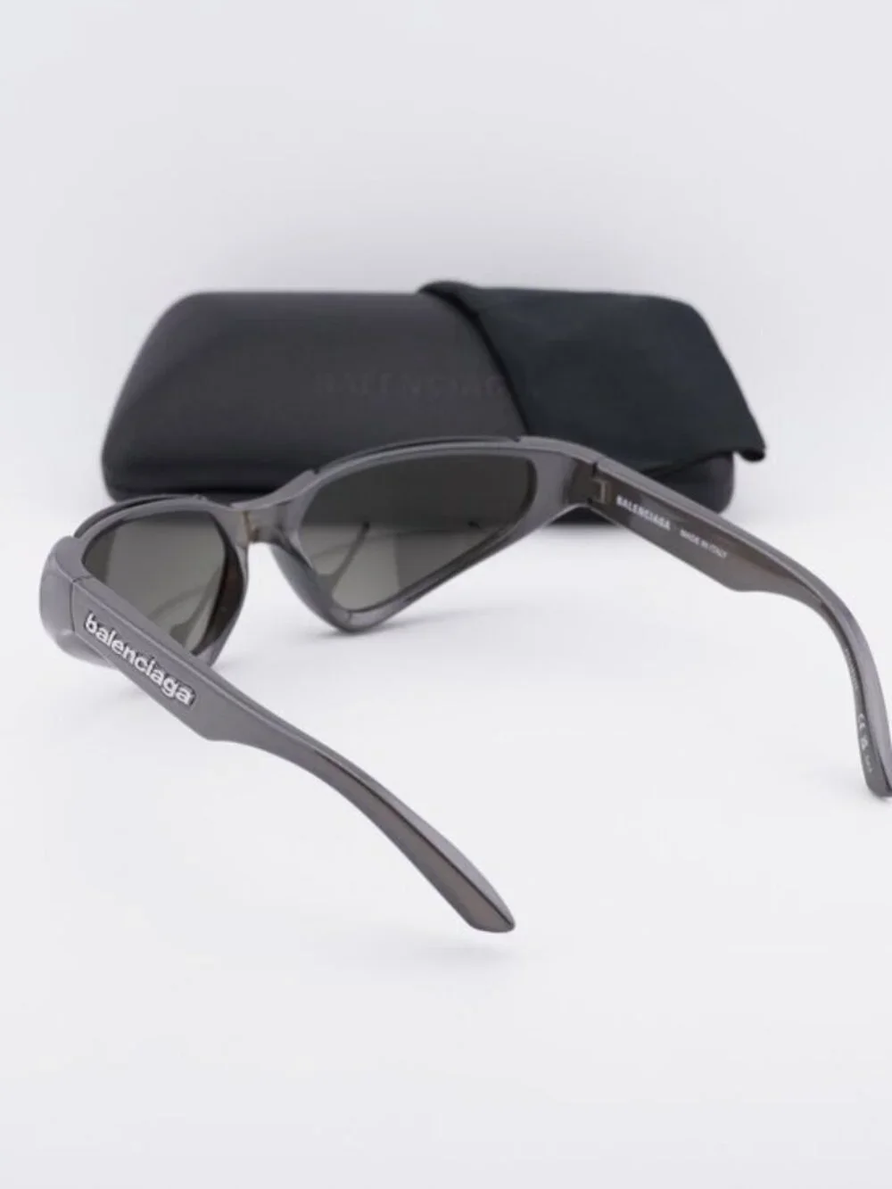 Balenciaga BB0202S 002 Unisex Geometric Sunglasses - Silver / Grey